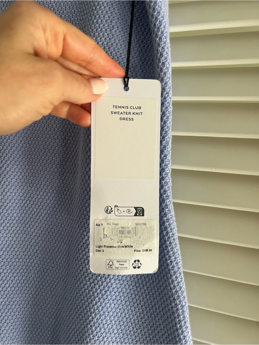 NWT ALO Yoga Tennis Club Sweater Knit Dress Light Blue White Size Small - Picture 5 of 7